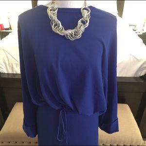 Royal blue sweater skirt.